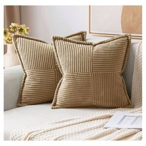 NEW MIULEE 2 Corduroy Throw Pillow Cover 20x20” Tan